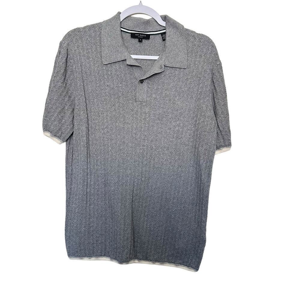 Ted Baker Collared Polo Womens 4 Gray Short Sleeve Business Casual Office